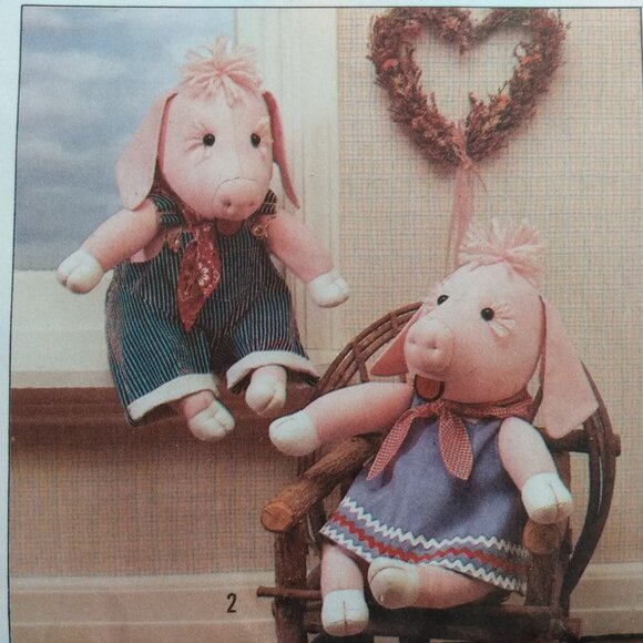Vintage Cow Pig Dolls Clothes Sewing Pattern Country Farmhouse Decor - Picture 4 of 10